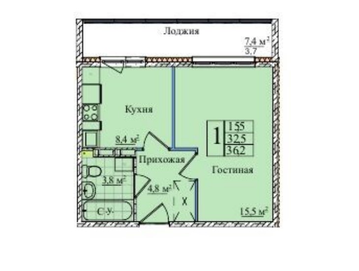 1-я Чулымская, 12, 1-комнатная квартира